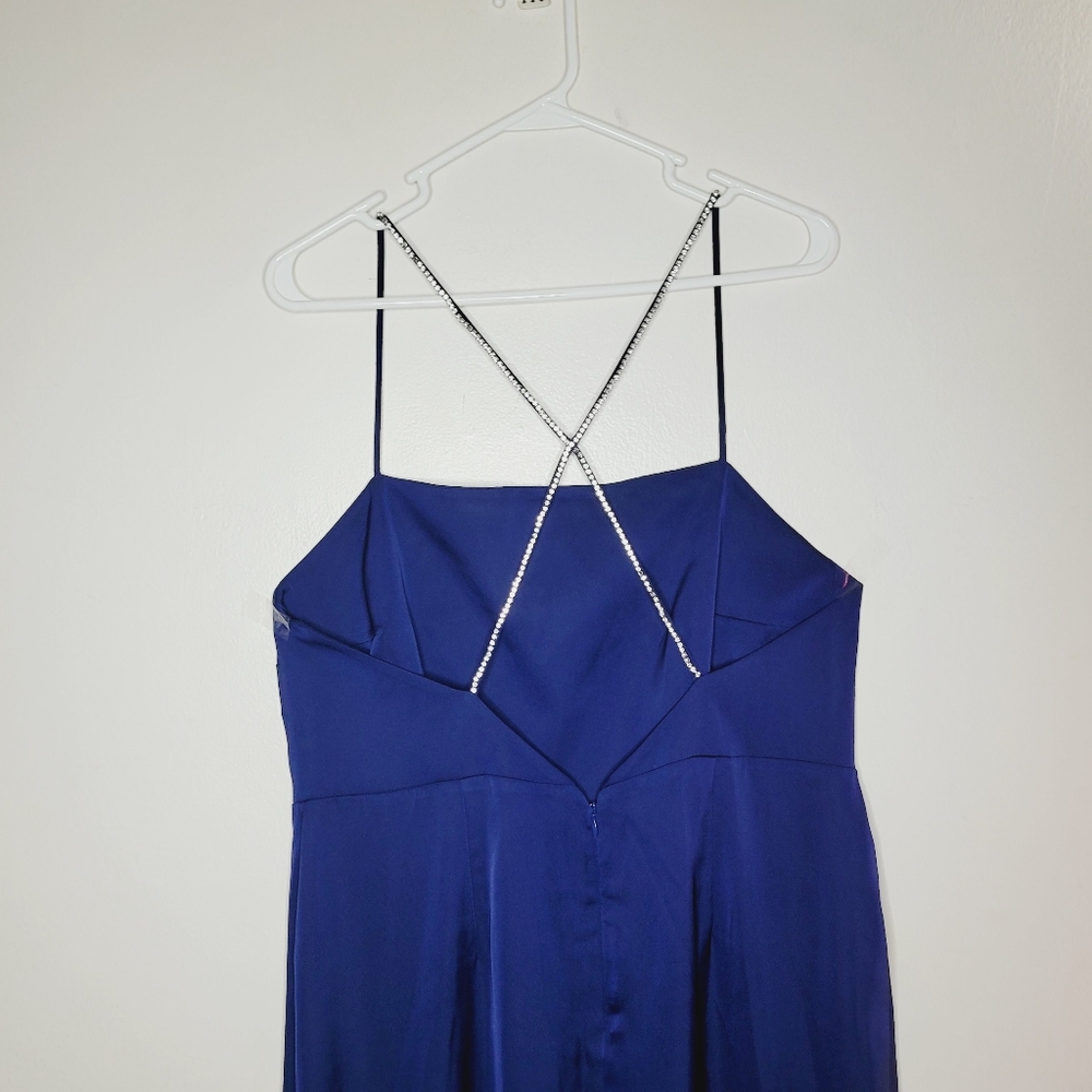 Ann Taylor Dress Womens Size 10 Blue Jeweled Strap Sheath Women's Sleekly Gala - Picture 4 of 16